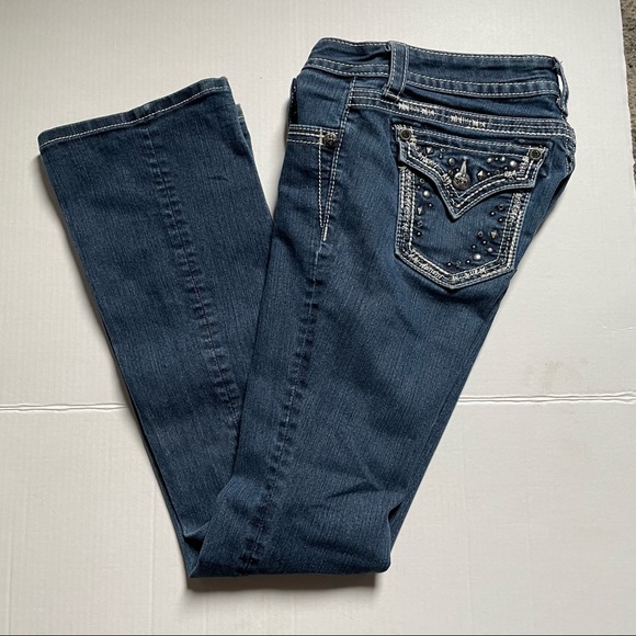 MISS ME Rhinestone & Stud Boot Cut Jeans Sz 25 - Picture 2 of 9
